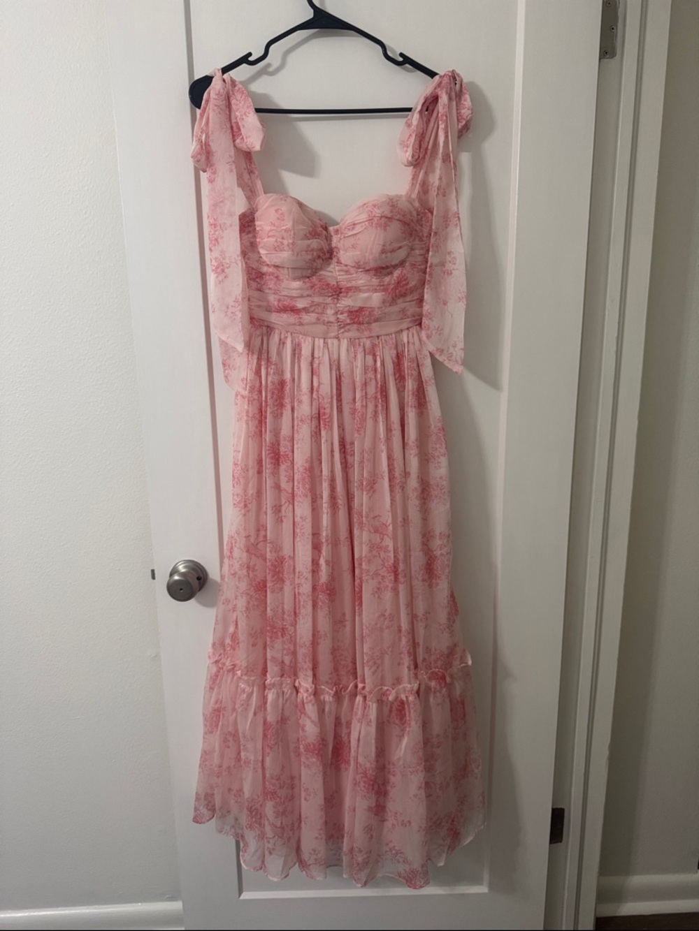 Mable Pink Floral Tie-Shoulder Maxi Dress - never worn